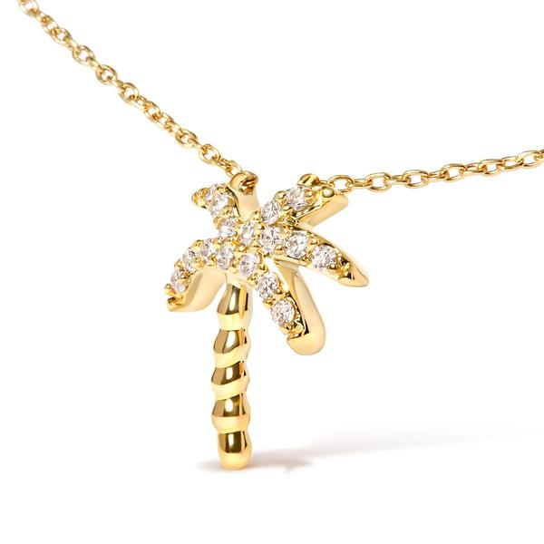 Haus of Brilliance 10kt. Gold 1/10ctw. Diamond Palm Tree Pendant alternate view