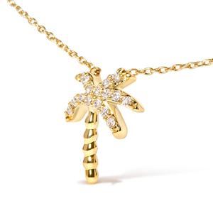 Haus of Brilliance 10kt. Gold 1/10ctw. Diamond Palm Tree Pendant alternate view