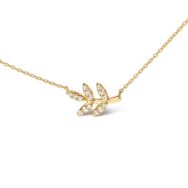 Haus of Brilliance 10kt. Gold 1/10ctw. Diamond Leaf Pendant
