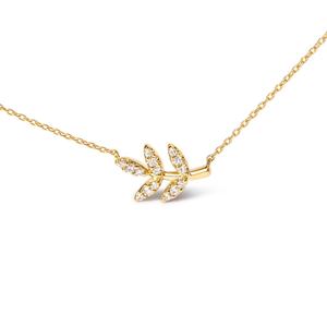 Haus of Brilliance 10kt. Gold 1/10ctw. Diamond Leaf Pendant
