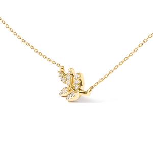 Haus of Brilliance 10kt. Gold 1/10ctw. Diamond Leaf Pendant alternate view