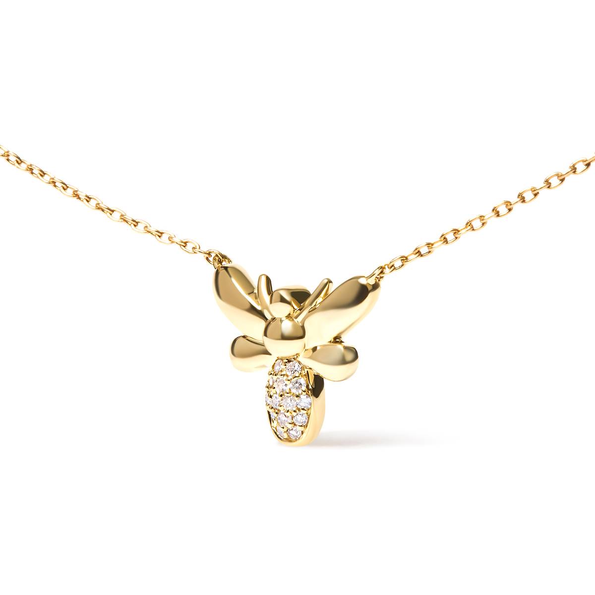 Haus Of Brilliance 10kt. Gold Diamond Bumble Bee Pendant Necklace