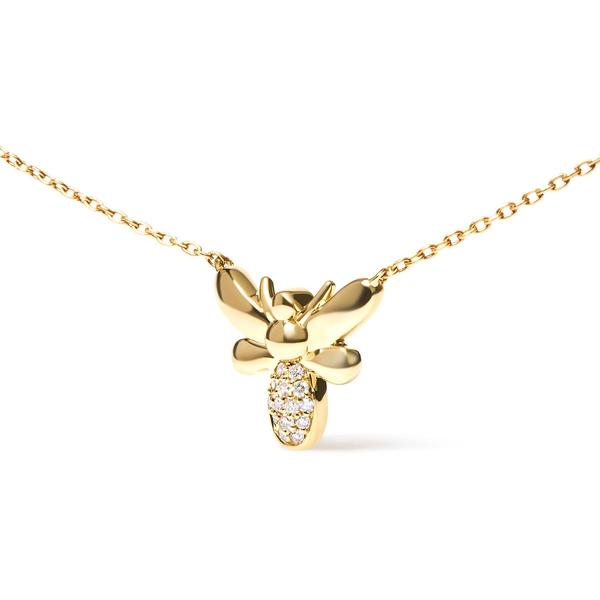 Haus of Brilliance 10kt. Gold Diamond Bumble Bee Pendant Necklace alternate view