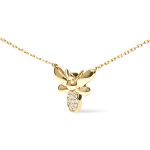 Haus of Brilliance 10kt. Gold Diamond Bumble Bee Pendant Necklace alternate view