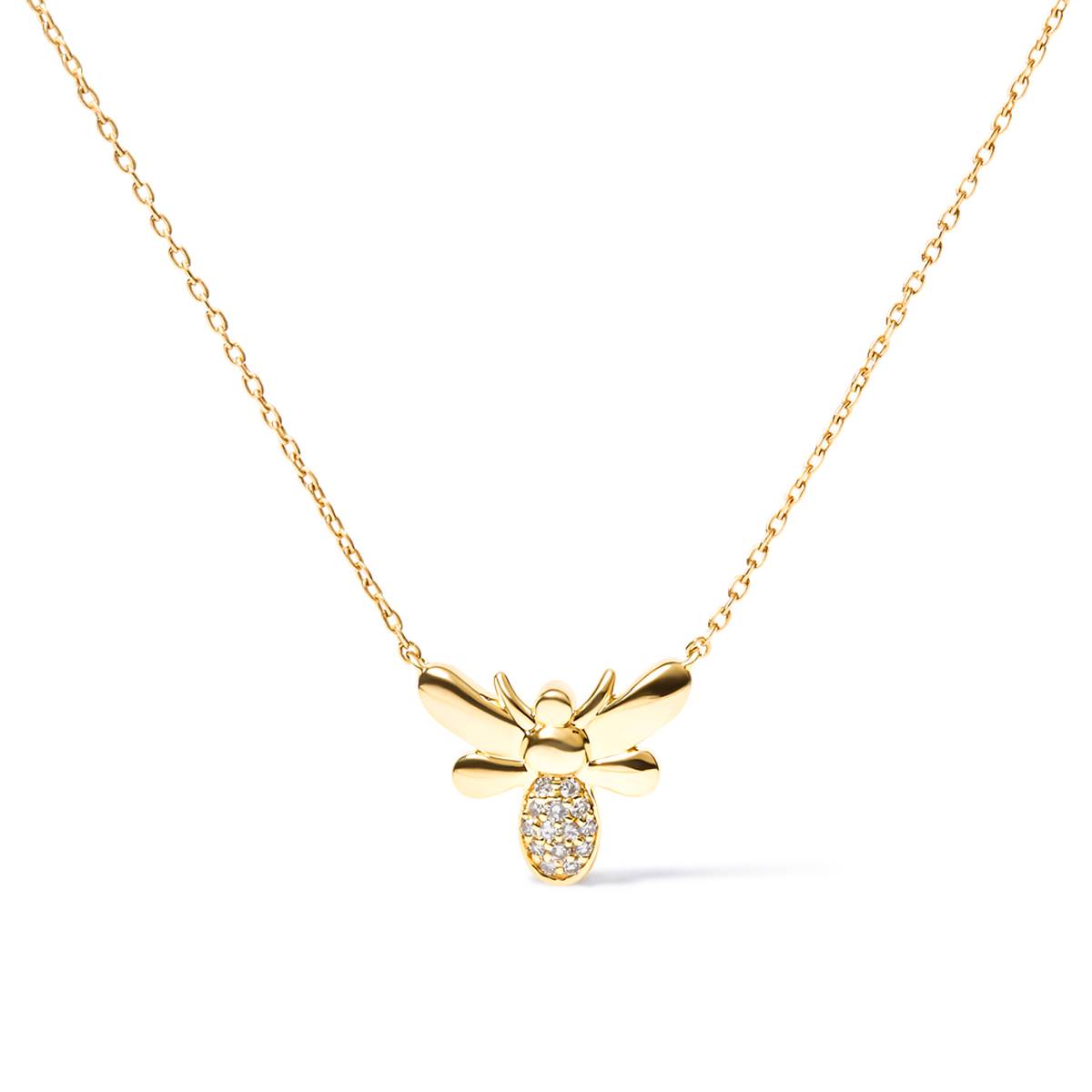 Haus Of Brilliance 10kt. Gold Diamond Bumble Bee Pendant Necklace