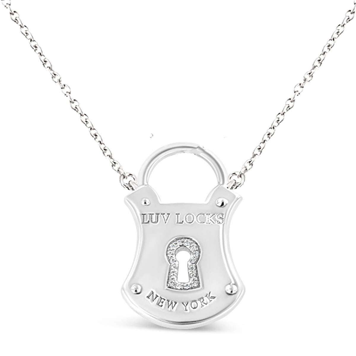 Haus Of Brilliance Sterling Silver 1/10ctw. Diamond Lock Pendant