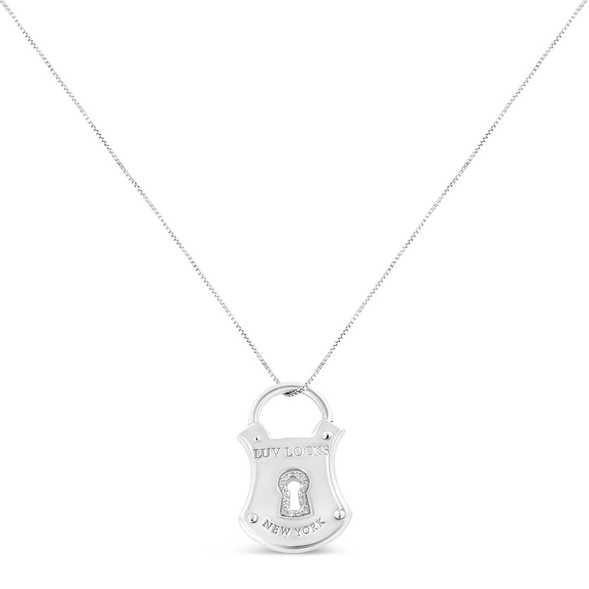 Haus Of Brilliance Sterling Silver 1/10ctw. Diamond Lock Pendant