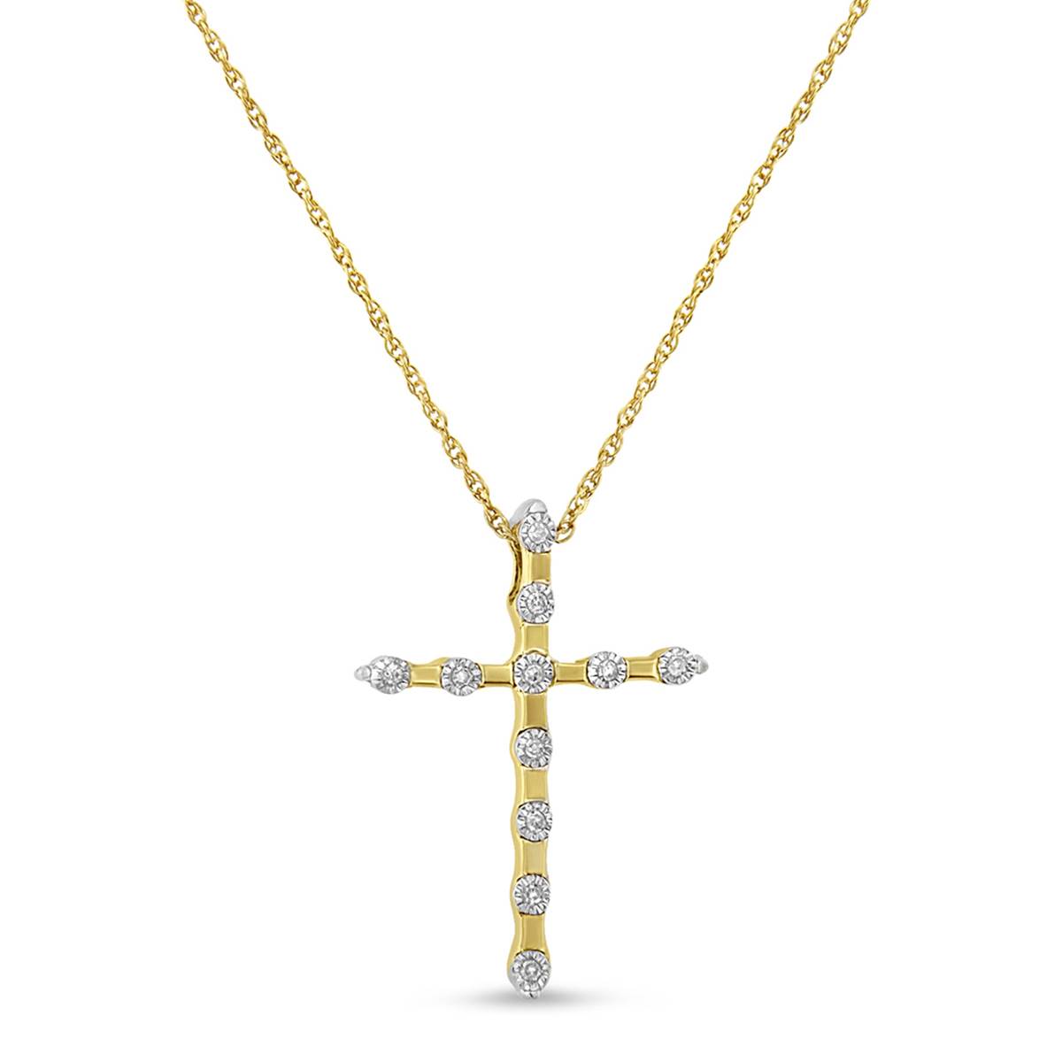 Haus Of Brilliance 10kt. Gold Plated Diamond Cross Pendant