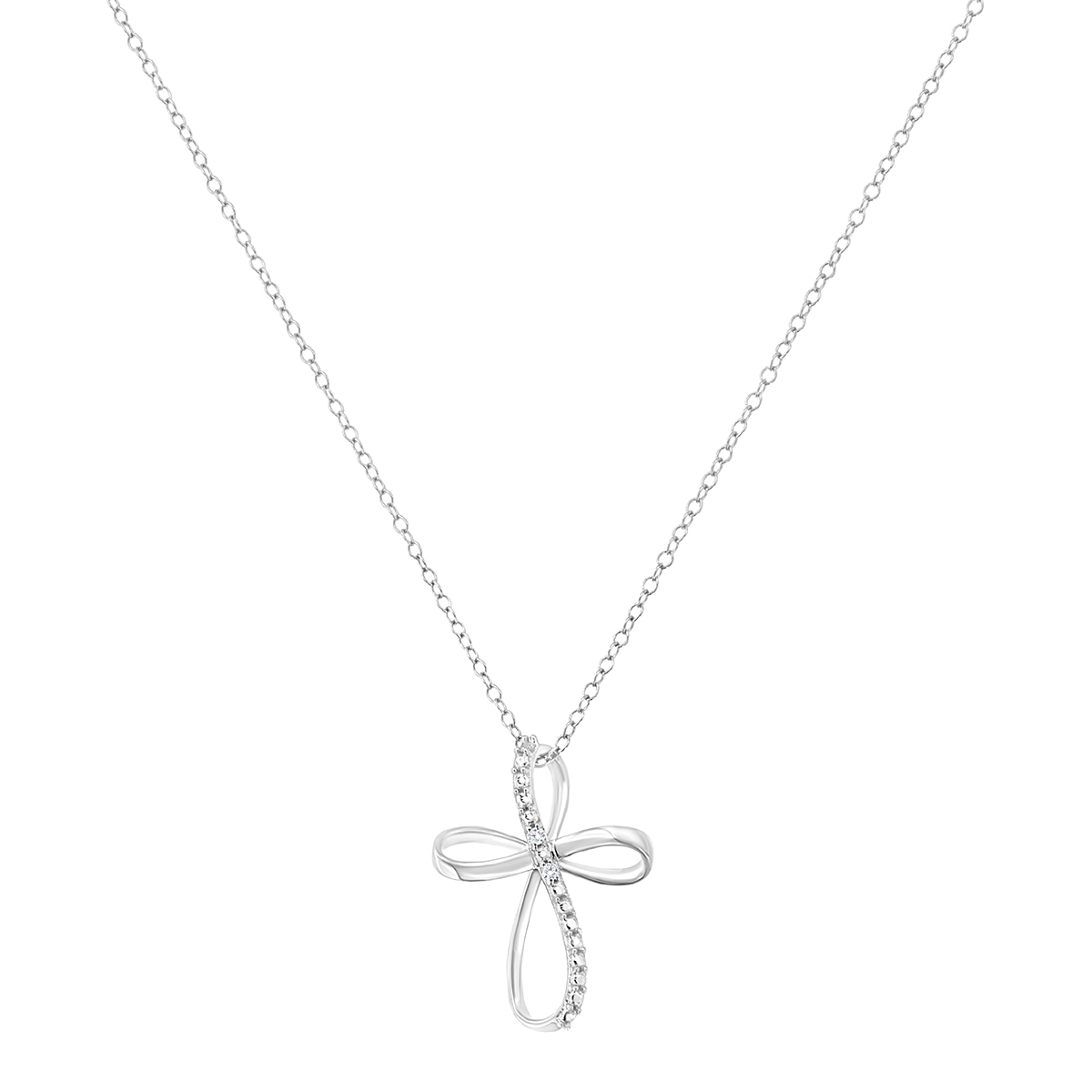 Diamond Classics(tm) Sterling Silver Diamond Ribbon Pendant