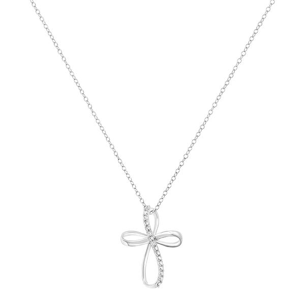 Diamond Classics(tm) Sterling Silver Diamond Ribbon Pendant alternate view
