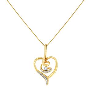 Espira 10kt. Gold Round Cut Diamond Swirl Heart Necklace alternate view