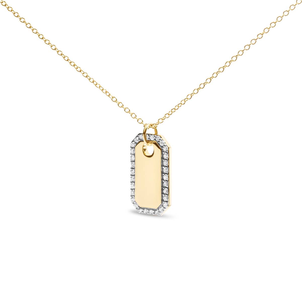 Haus Of Brilliance 14kt. Gold 1/4ctw. Diamond Dog Tag Pendant