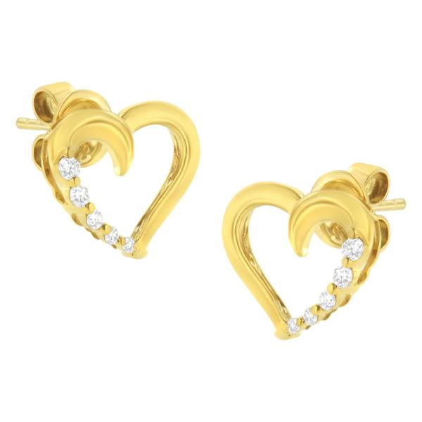 Haus of Brilliance 14kt. Gold 1/8ctw. Diamond Heart Stud Earrings