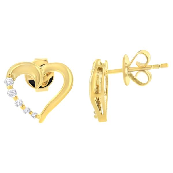 Haus of Brilliance 14kt. Gold 1/8ctw. Diamond Heart Stud Earrings alternate view