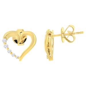Haus of Brilliance 14kt. Gold 1/8ctw. Diamond Heart Stud Earrings alternate view