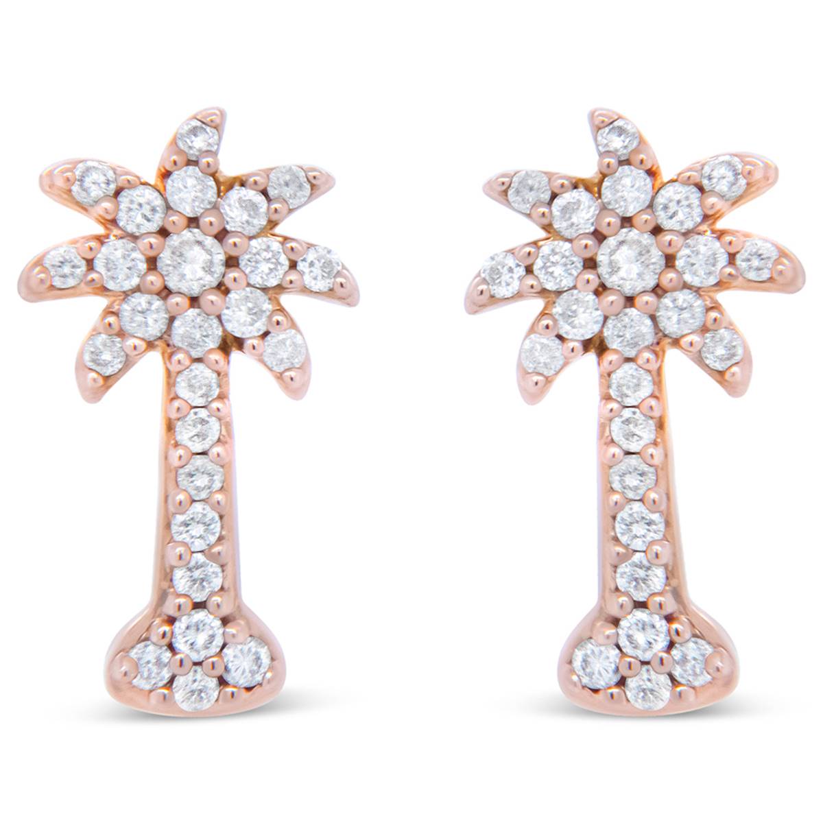 Haus Of Brilliance 10kt. Rose Gold Diamond Palm Tree Earrings