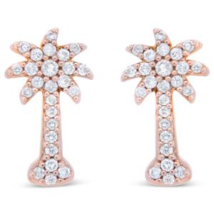 Haus of Brilliance 10kt. Rose Gold Diamond Palm Tree Earrings alternate view