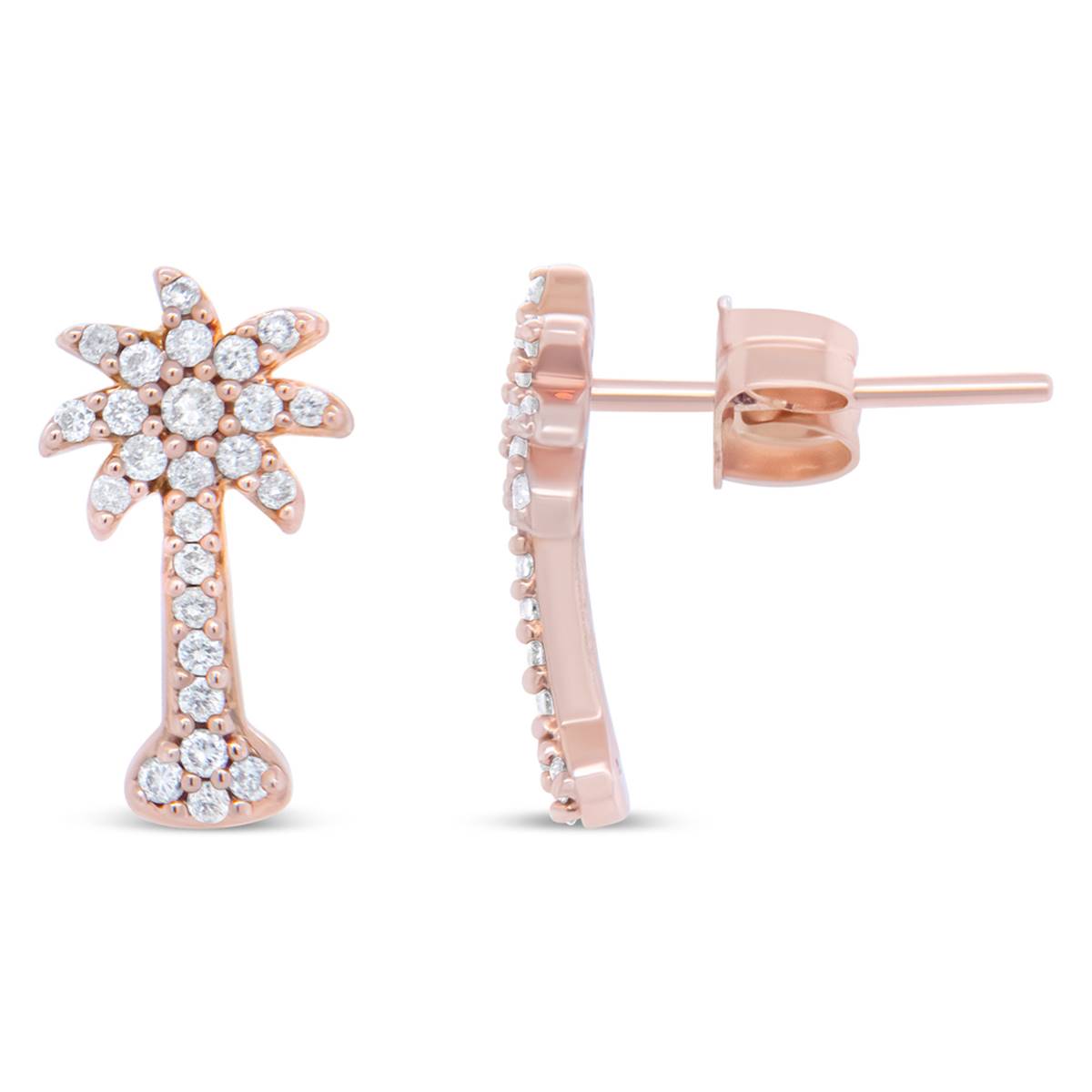 Haus Of Brilliance 10kt. Rose Gold Diamond Palm Tree Earrings