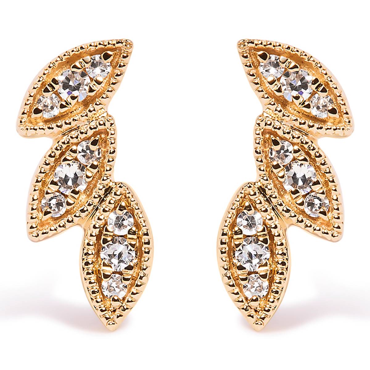 Haus Of Brilliance 10kt. Gold 1/10ctw. Diamond Leaf Stud Earrings