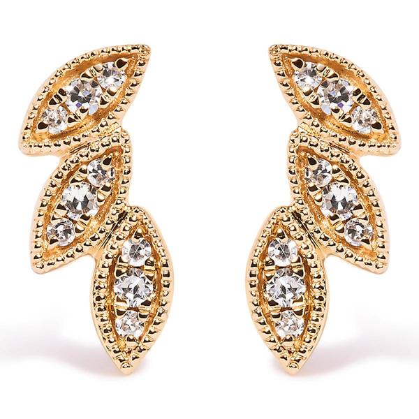 Haus of Brilliance 10kt. Gold 1/10ctw. Diamond Leaf Stud Earrings
