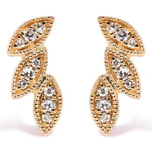 Haus of Brilliance 10kt. Gold 1/10ctw. Diamond Leaf Stud Earrings