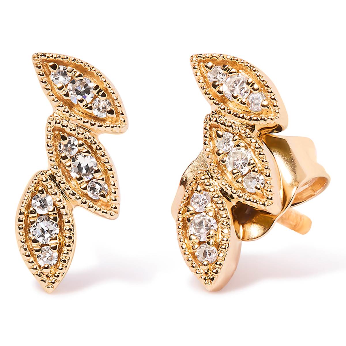 Haus Of Brilliance 10kt. Gold 1/10ctw. Diamond Leaf Stud Earrings