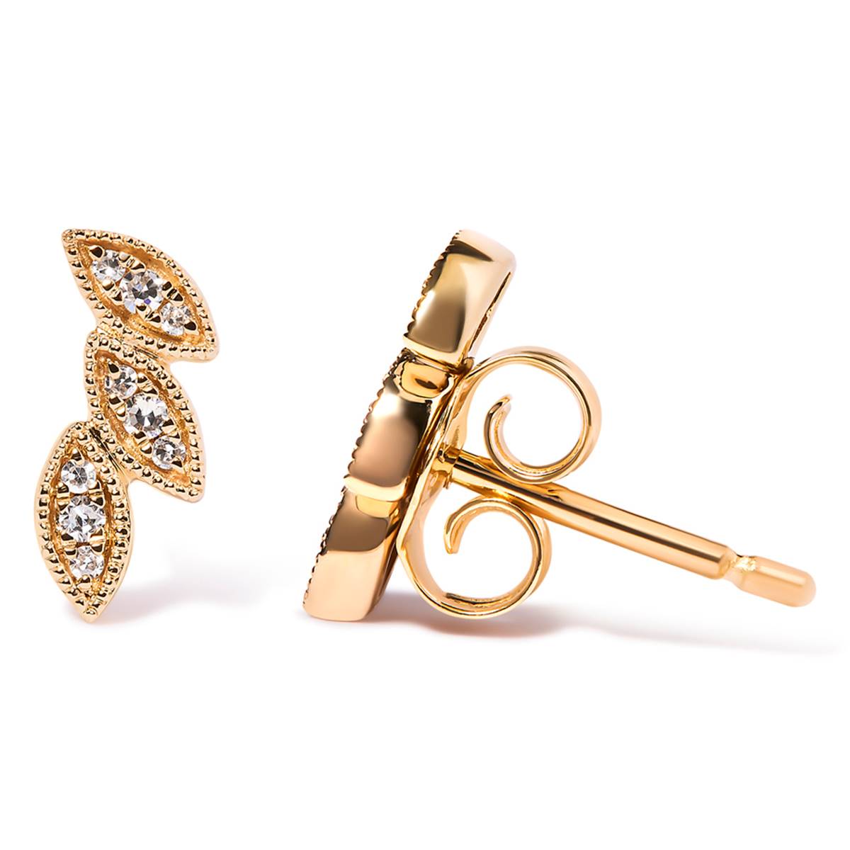 Haus Of Brilliance 10kt. Gold 1/10ctw. Diamond Leaf Stud Earrings