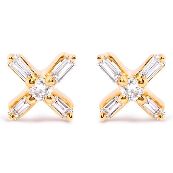 Haus of Brilliance 10kt. Gold 1/10ctw. Diamond X Stud Earrings