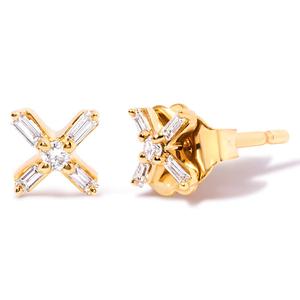 Haus of Brilliance 10kt. Gold 1/10ctw. Diamond X Stud Earrings alternate view