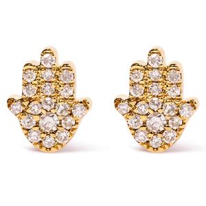 Haus of Brilliance 10kt. Yellow Gold Diamond Hamsa Stud Earrings