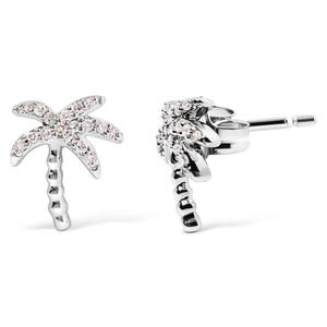 Haus of Brilliance 10kt. White Gold Diamond Palm Tree Earrings alternate view