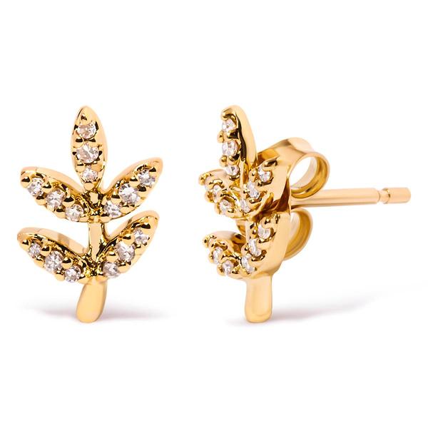 Haus of Brilliance 10kt. Gold 1/10ctw. Diamond Branch Earrings alternate view