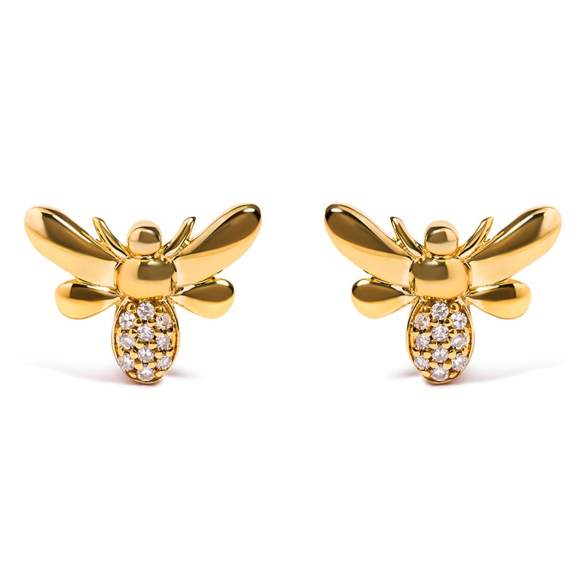 Haus Of Brilliance 10kt. Gold Diamond Bumble Bee Stud Earrings