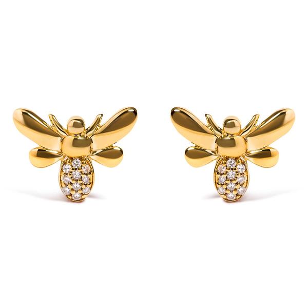 Haus of Brilliance 10kt. Gold Diamond Bumble Bee Stud Earrings