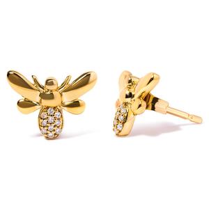 Haus of Brilliance 10kt. Gold Diamond Bumble Bee Stud Earrings alternate view