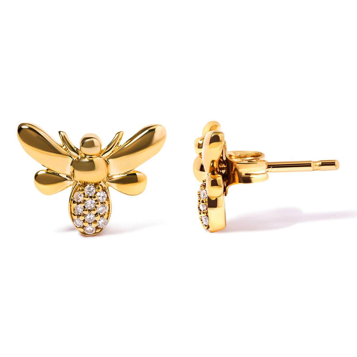 Haus Of Brilliance 10kt. Gold Diamond Bumble Bee Stud Earrings