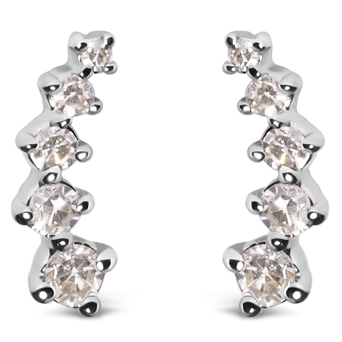 Haus Of Brilliance 10kt. White Gold Diamond Climber Earrings