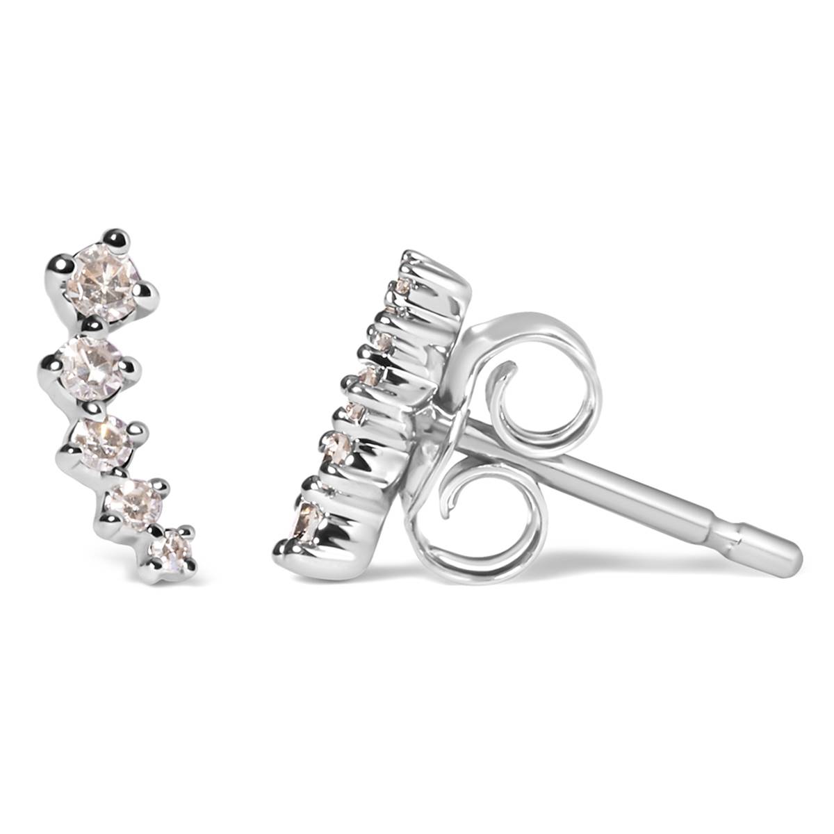 Haus Of Brilliance 10kt. White Gold Diamond Climber Earrings