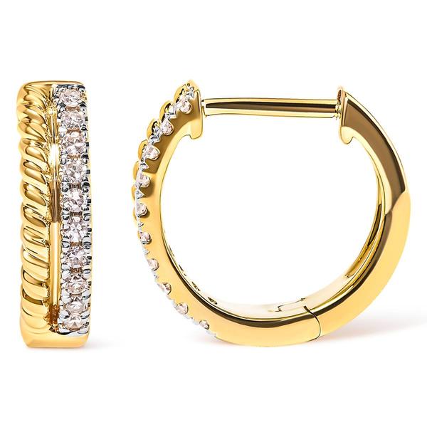 Haus of Brilliance 10kt. Gold 1/10ctw. Diamond Huggy Earrings alternate view
