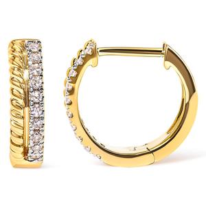 Haus of Brilliance 10kt. Gold 1/10ctw. Diamond Huggy Earrings alternate view