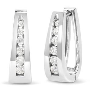 Haus of Brilliance 14kt. White Gold 1/4ctw. Diamond Hoop Earrings alternate view