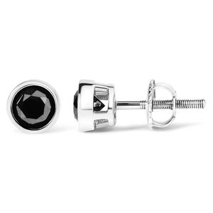 Haus of Brilliance Silver 4ctw. Black Diamond Stud Earrings alternate view