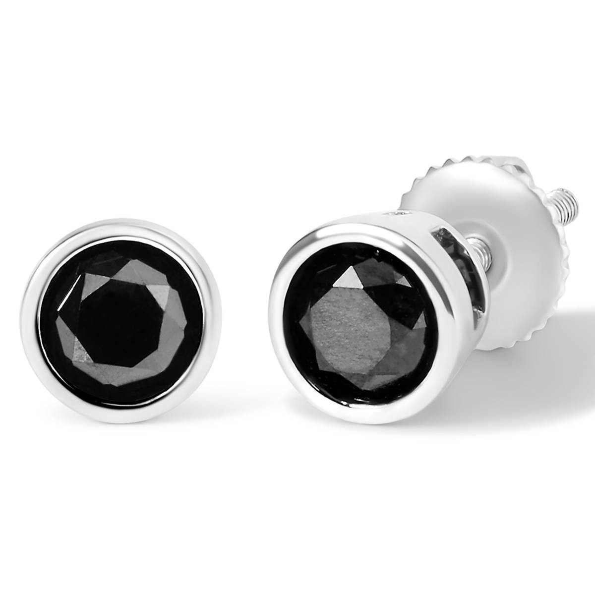 Haus Of Brilliance Silver 3ctw. Black Diamond Stud Earrings