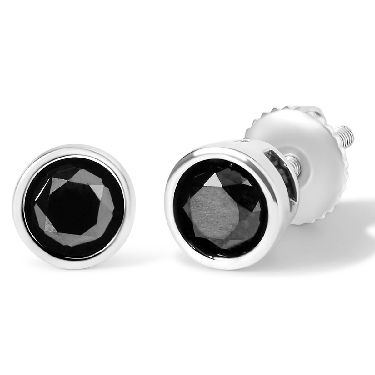 Haus Of Brilliance Silver 2ctw. Black Diamond Stud Earrings