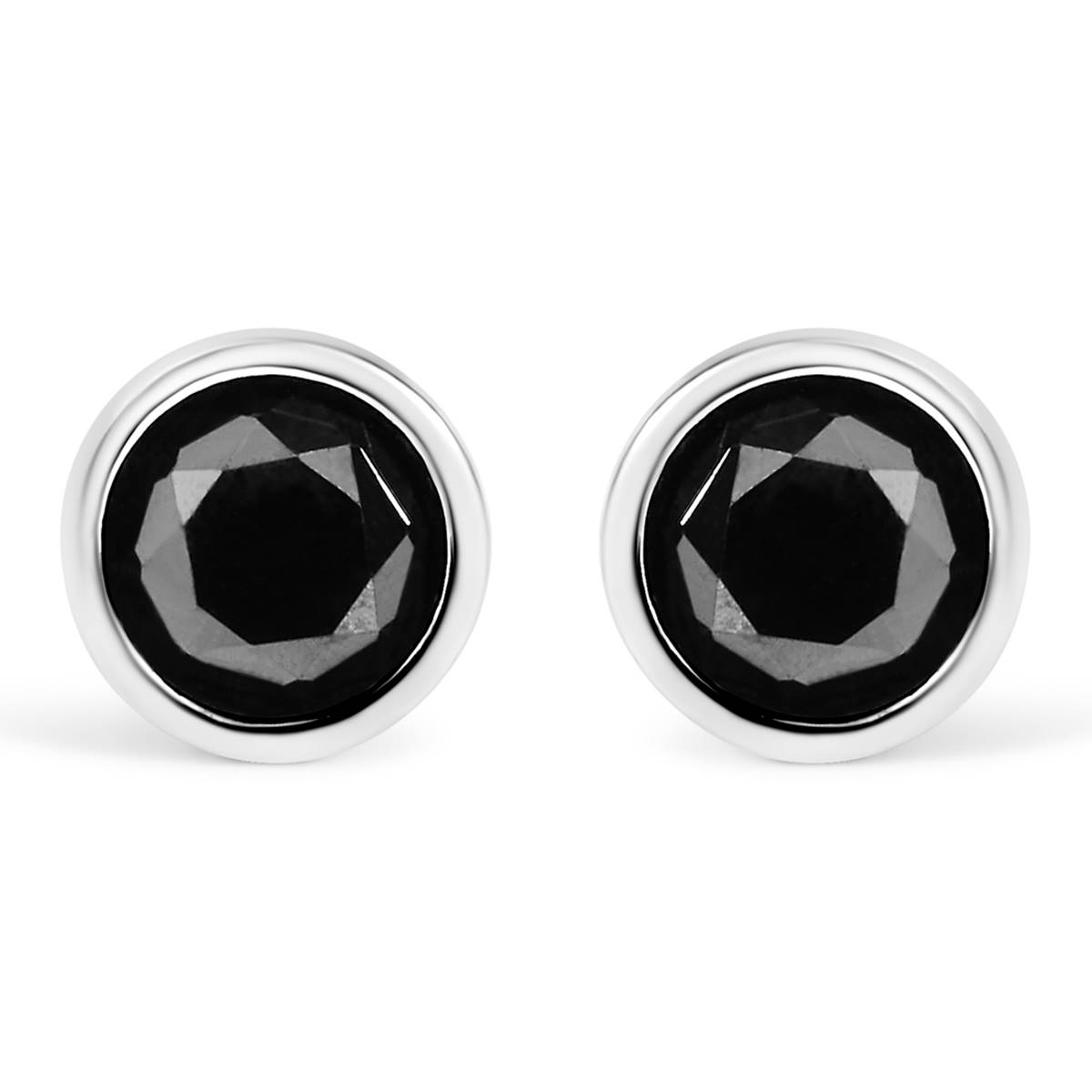 Haus Of Brilliance Silver 2ctw. Black Diamond Stud Earrings