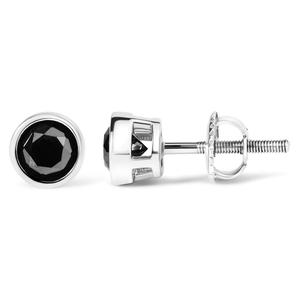 Haus of Brilliance Silver 1 1/2ctw. Black Diamond Stud Earrings alternate view