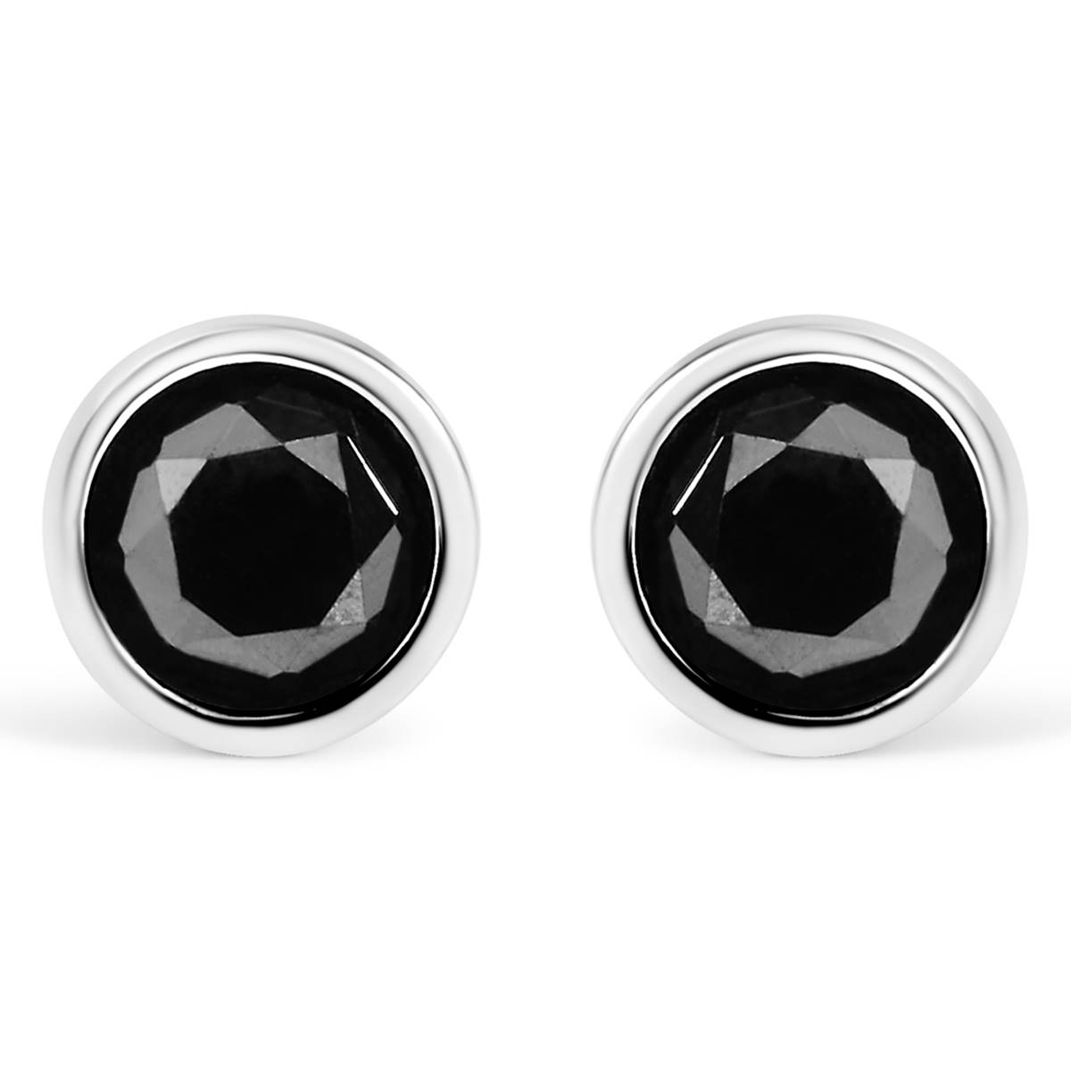 Haus Of Brilliance Silver 1ctw. Black Diamond Stud Earrings