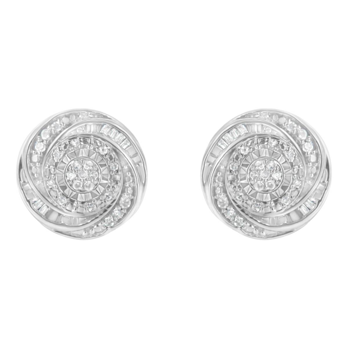 Haus Of Brilliance Silver 1/4ctw. Diamond Swirl Stud Earrings