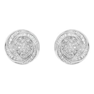 Haus of Brilliance Silver 1/4ctw. Diamond Swirl Stud Earrings