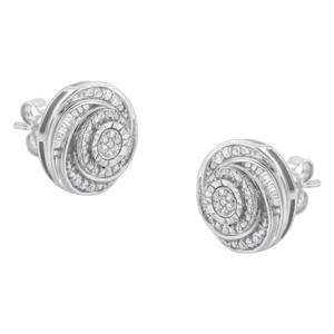 Haus of Brilliance Silver 1/4ctw. Diamond Swirl Stud Earrings alternate view